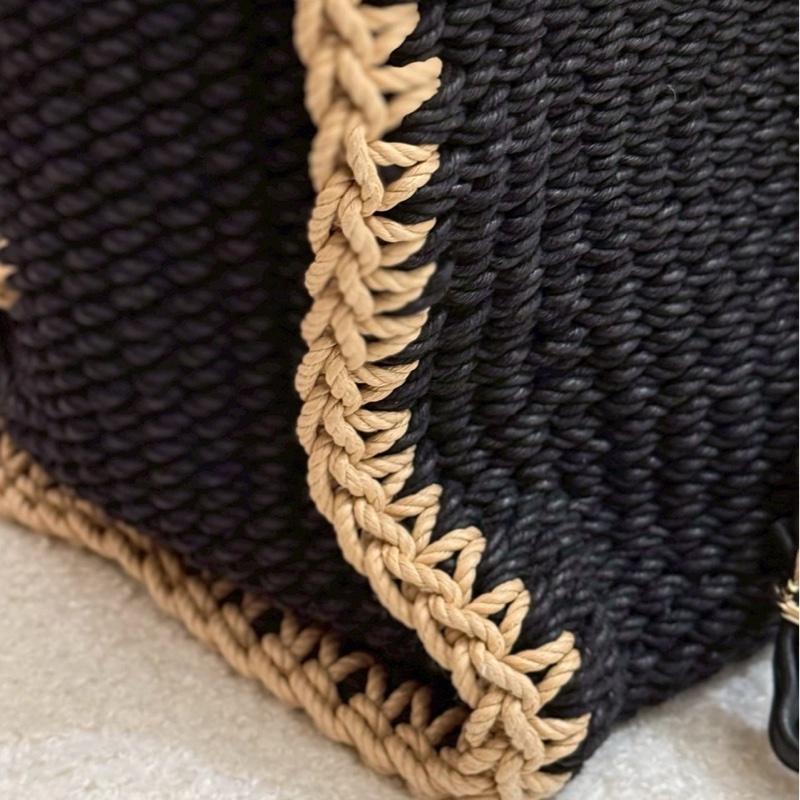 香奈兒編織海灘托特包/黑-11