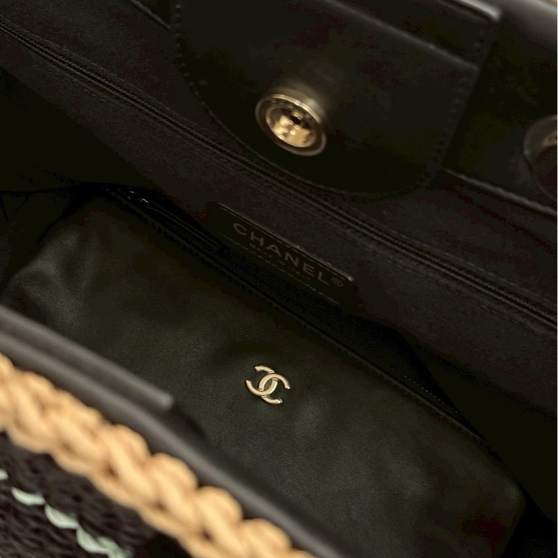 香奈兒編織海灘托特包/黑-13