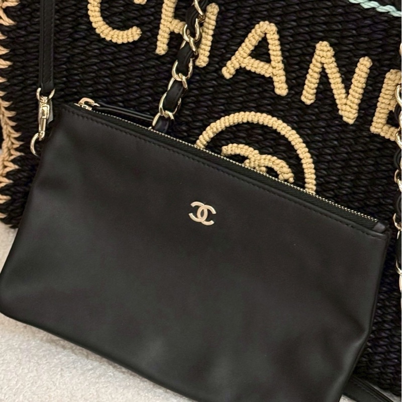 香奈兒編織海灘托特包/黑-14