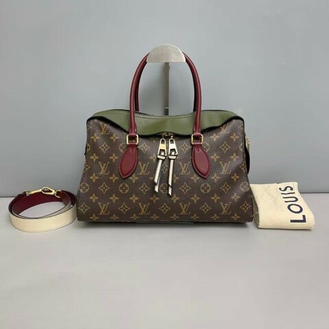 LV路易威登Tuileries老花拼色手提單肩斜挎包