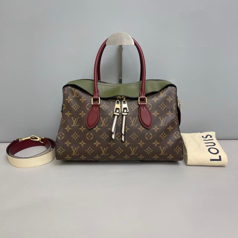 LV路易威登Tuileries老花拼色手提單肩斜挎包-0