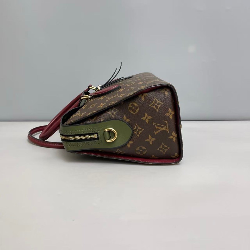 LV路易威登Tuileries老花拼色手提單肩斜挎包-2