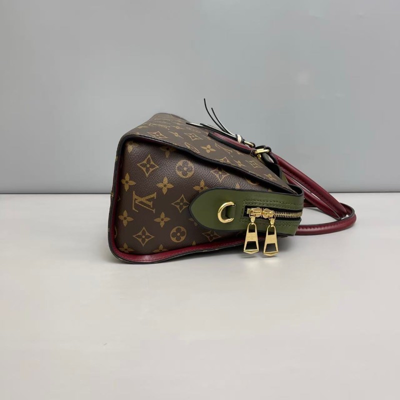 LV路易威登Tuileries老花拼色手提單肩斜挎包-3