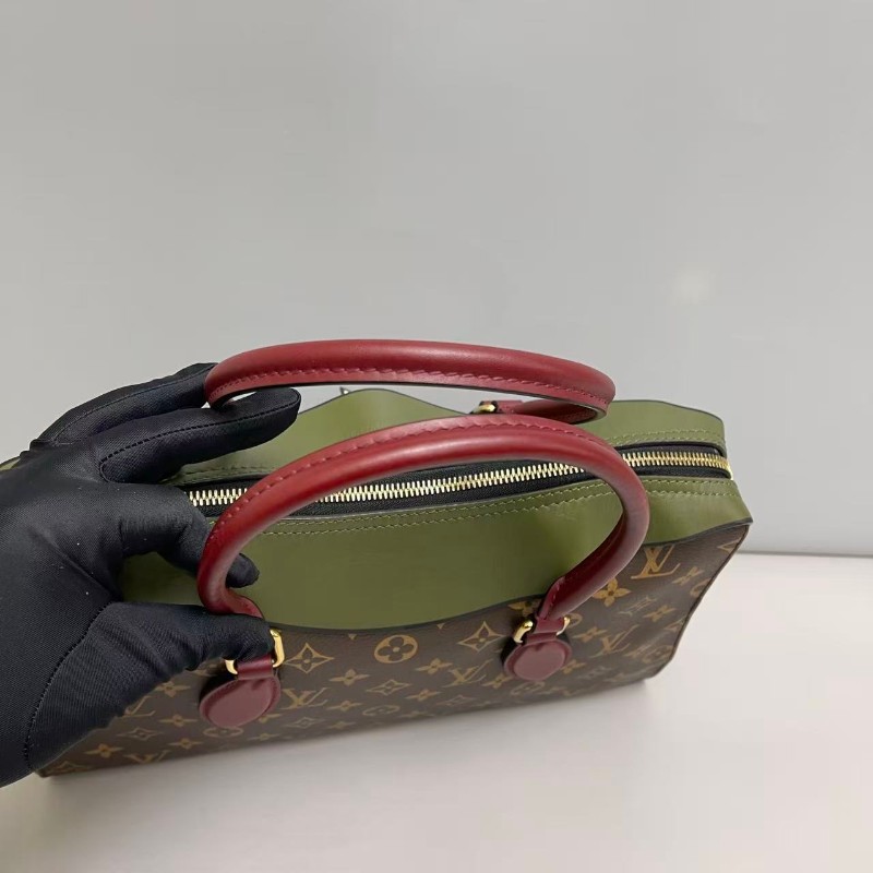 LV路易威登Tuileries老花拼色手提單肩斜挎包-5