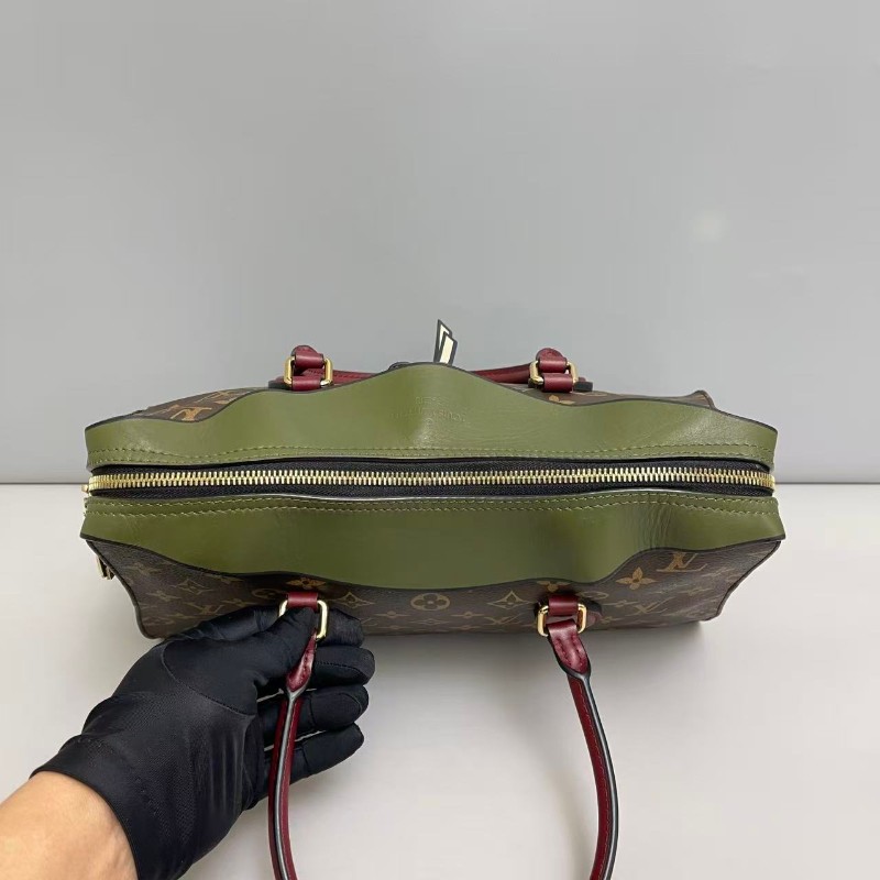 LV路易威登Tuileries老花拼色手提單肩斜挎包-6