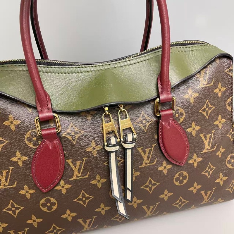 LV路易威登Tuileries老花拼色手提單肩斜挎包-7