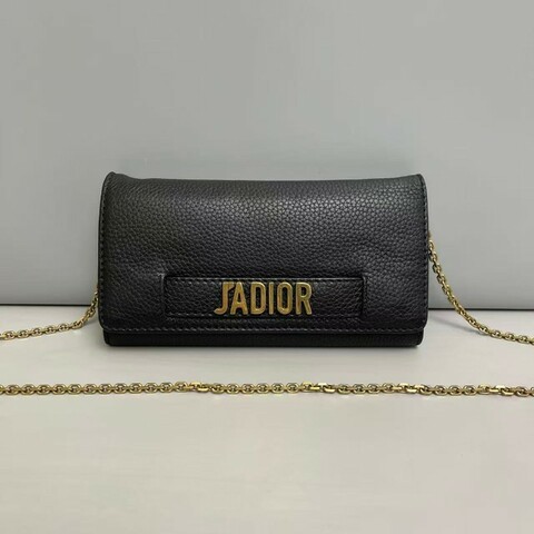 Dior迪奧J'Adior黑金牛皮荔枝紋鏈條包