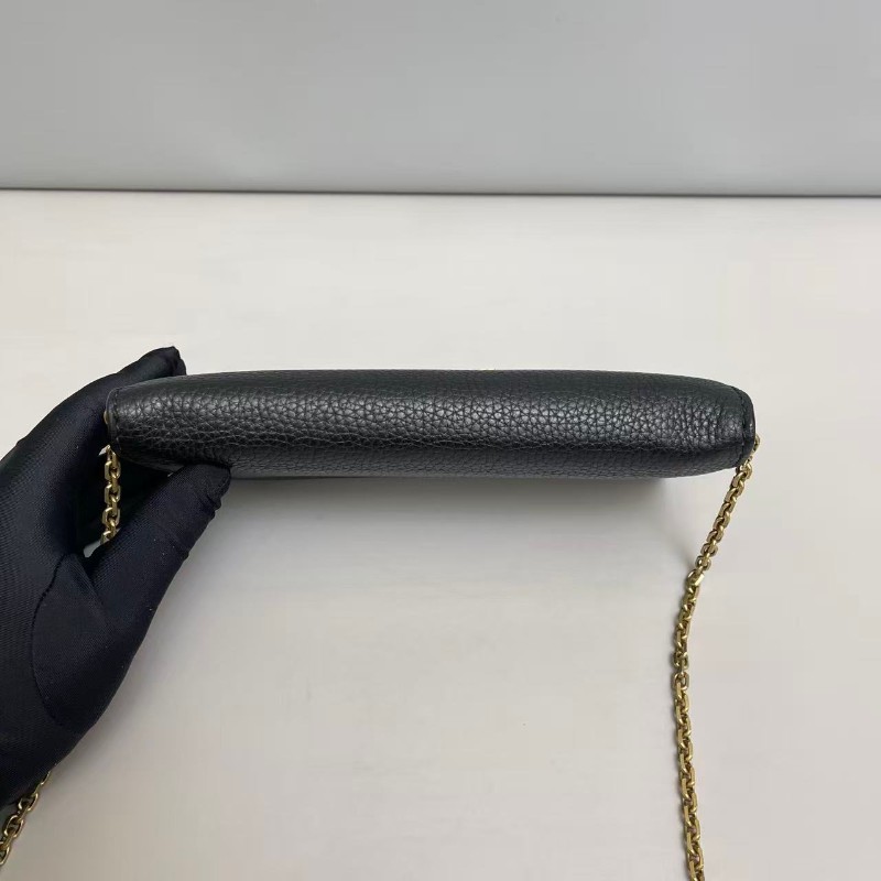 Dior迪奧J'Adior黑金牛皮荔枝紋鏈條包-6