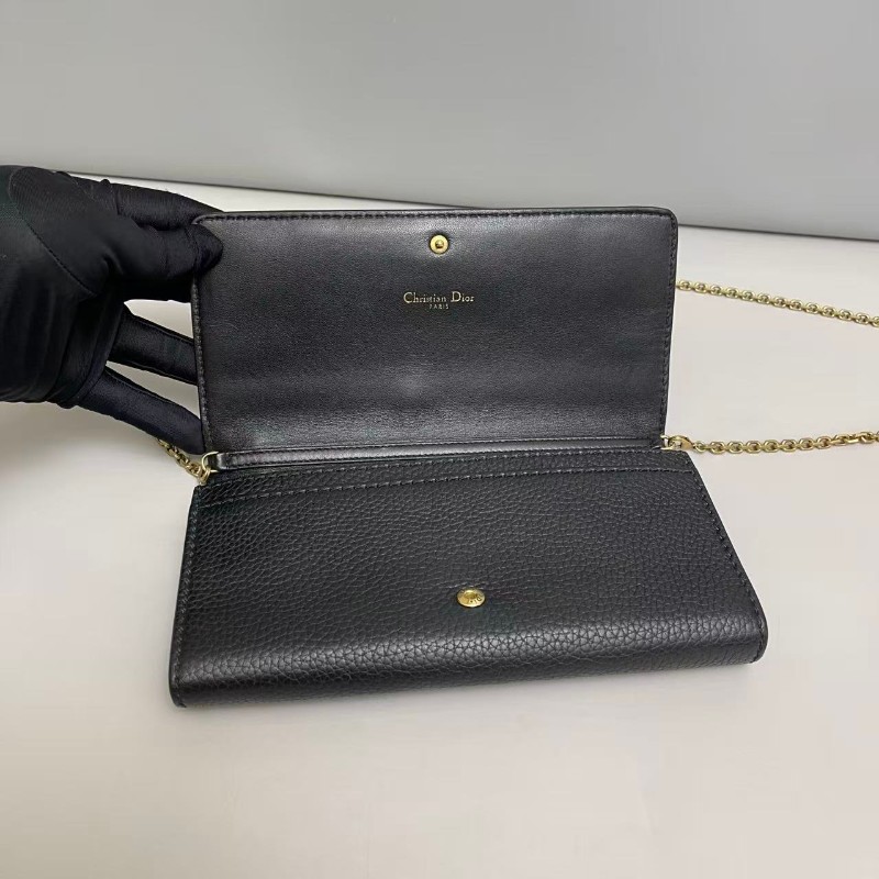 Dior迪奧J'Adior黑金牛皮荔枝紋鏈條包-7