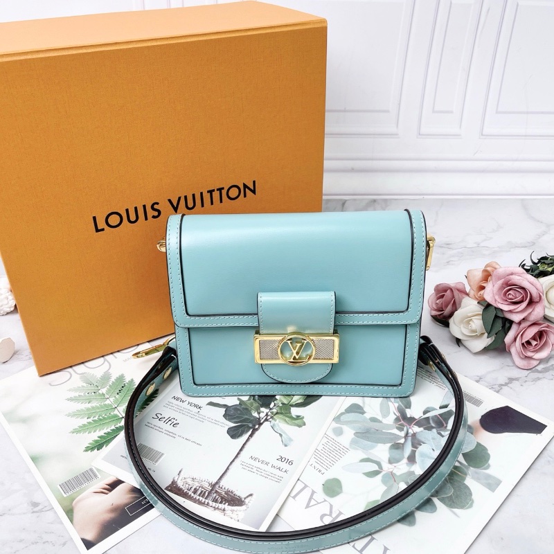 LV DAUPHINE 達芙妮藍色肩背包20×15×8cm 98新配件盒子塵袋-1