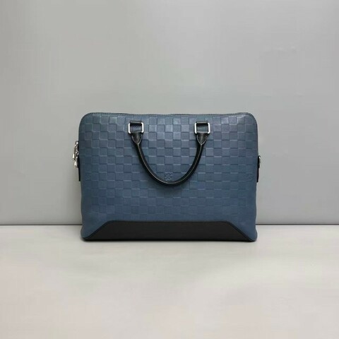 LV路易威登 藍黑全皮棋盤格電腦公事包