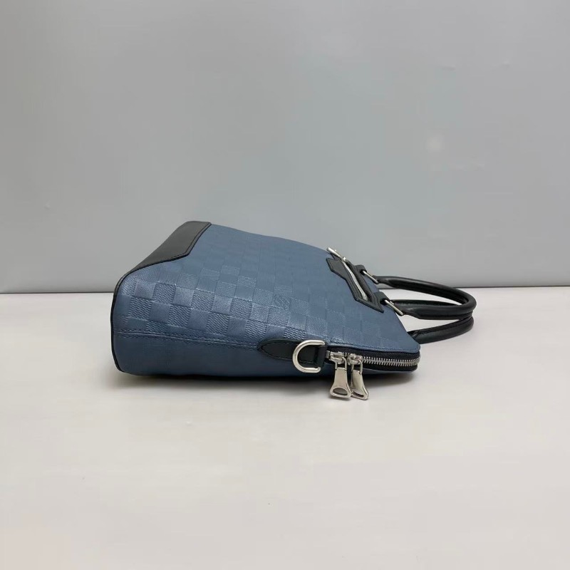 LV路易威登 藍黑全皮棋盤格電腦公事包-2