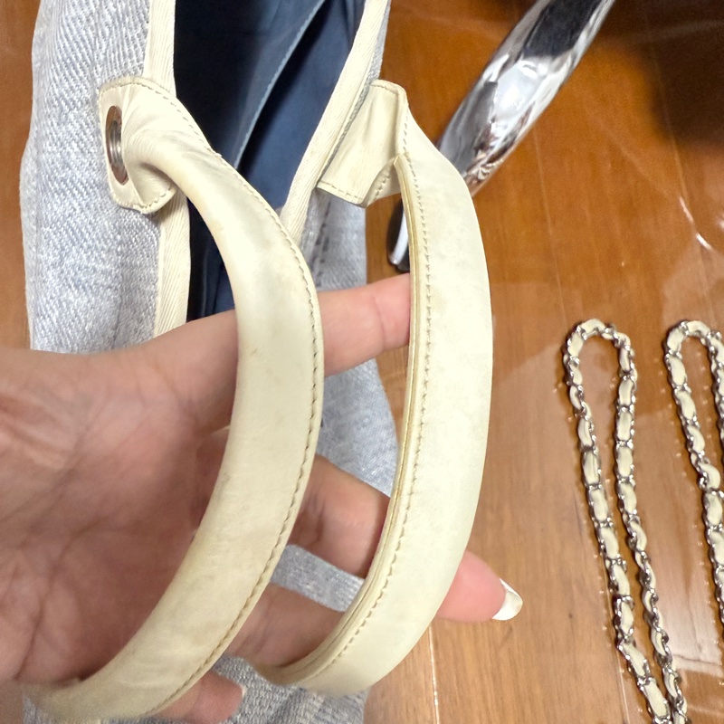 Chanel大號沙灘包（藍白）-30