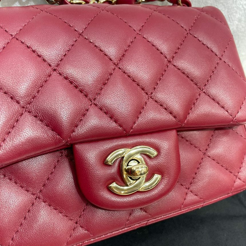 【包稅】CHANEL 全新 Petit Sac 酒紅色斜背包-2