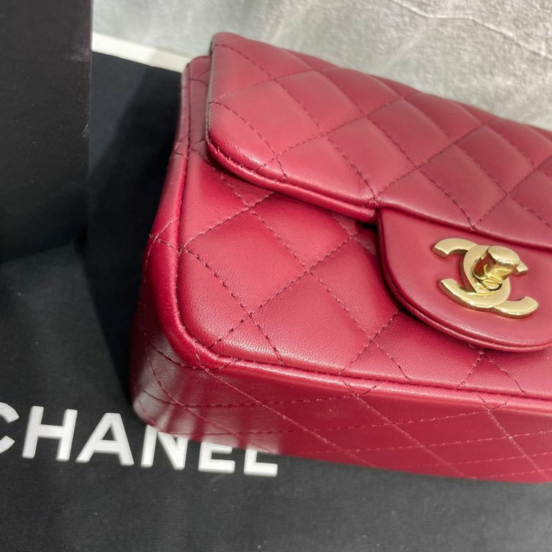 【包稅】CHANEL 全新 Petit Sac 酒紅色斜背包-5