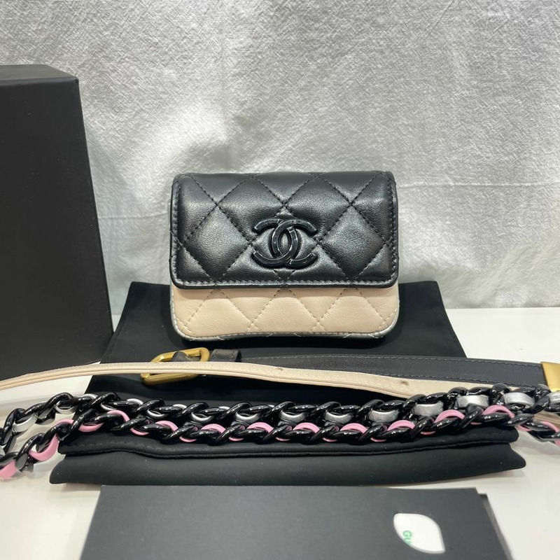 【包稅】CHANEL 迷你鏈條黑色腰包-1