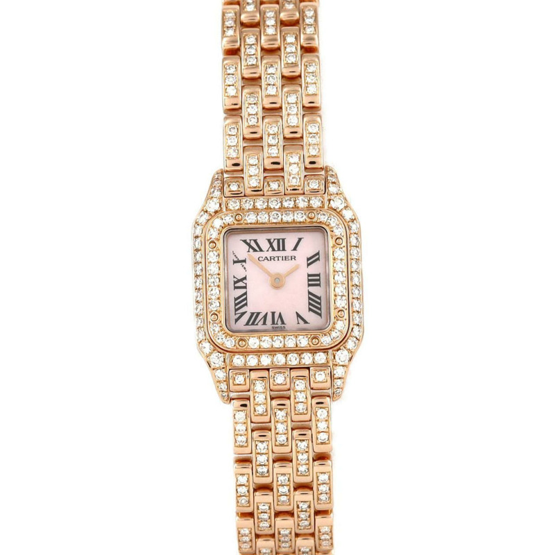 卡地亞迷你獵豹系列PG 2D手鐲D WF3149HK PG/RG石英腕錶-0