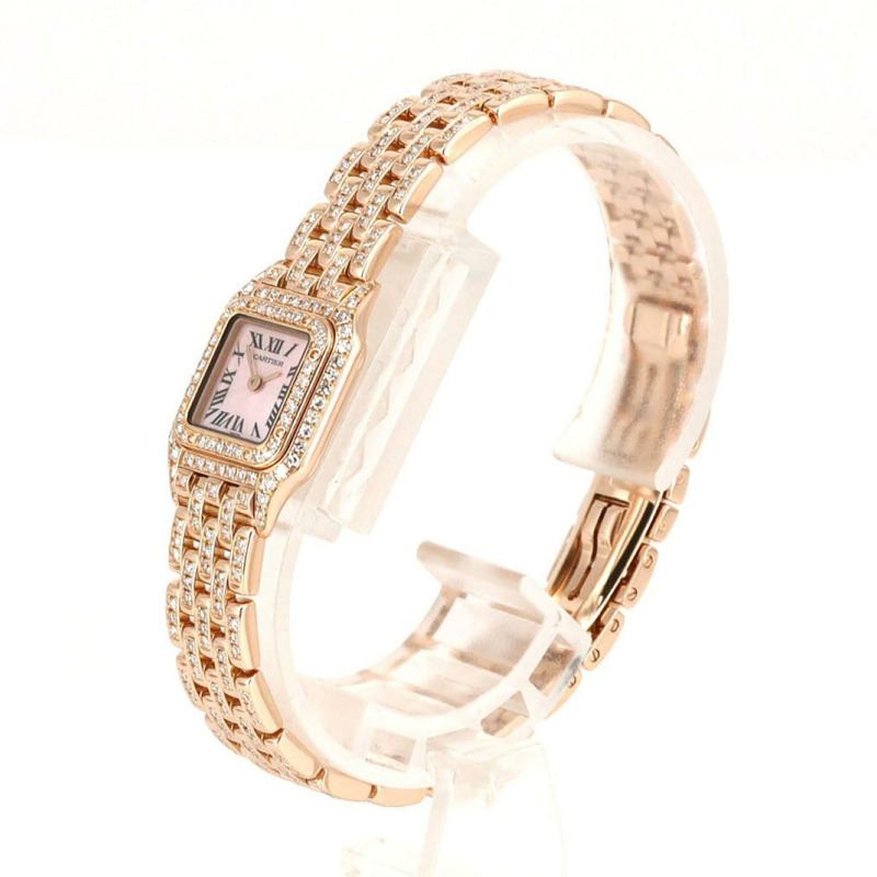 卡地亞迷你獵豹系列PG 2D手鐲D WF3149HK PG/RG石英腕錶-1