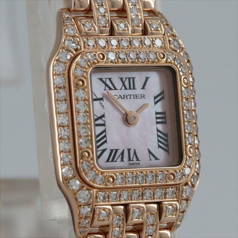 卡地亞迷你獵豹系列PG 2D手鐲D WF3149HK PG/RG石英腕錶-3