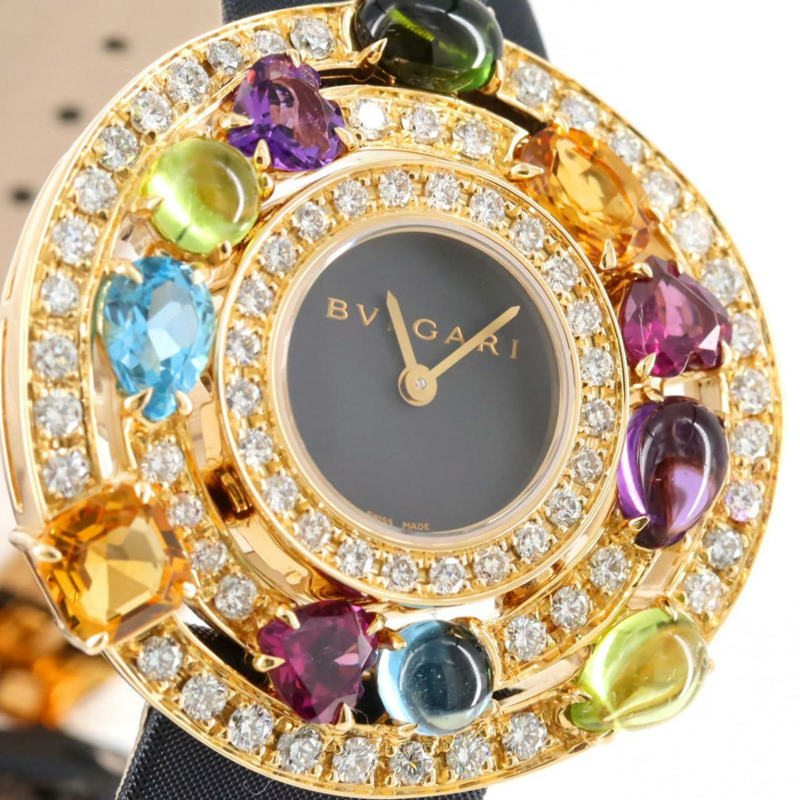 寶格麗 Cherchi 黃金鑲嵌 D&Color 寶石 AE36G AE36D2CBL 石英腕錶-3