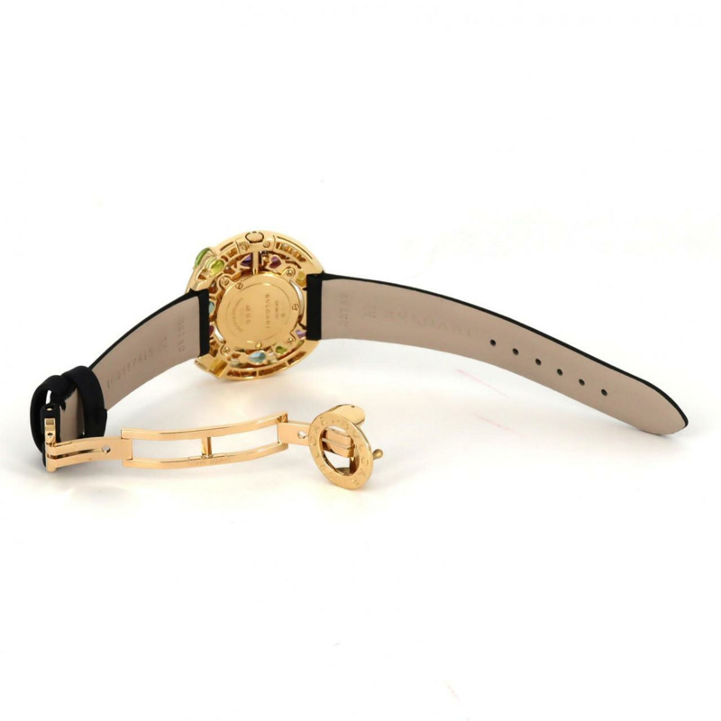 寶格麗 Cherchi 黃金鑲嵌 D&Color 寶石 AE36G AE36D2CBL 石英腕錶-6