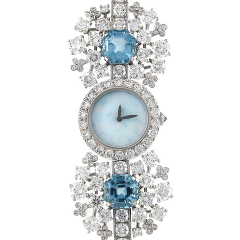 蒂芬妮高級珠寶腕錶 WG D 手鐲 D&2 海藍寶石石英腕錶