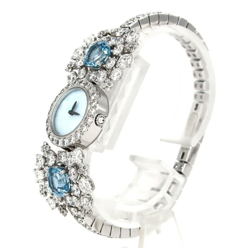 蒂芬妮高級珠寶腕錶 WG D 手鐲 D&2 海藍寶石石英腕錶-1