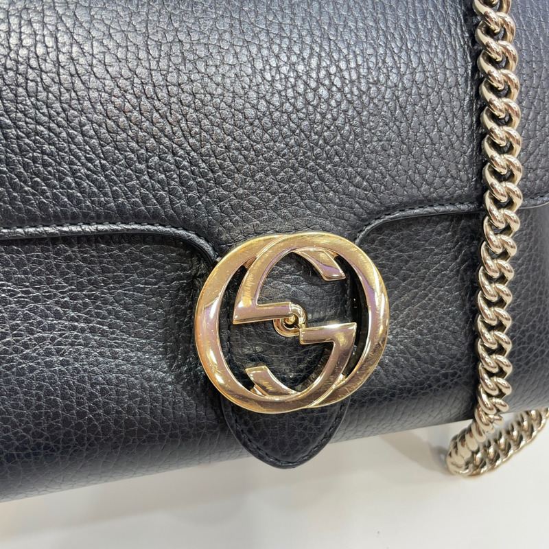 【包稅】GUCCI 互扣鏈條單肩斜背包 607720-2