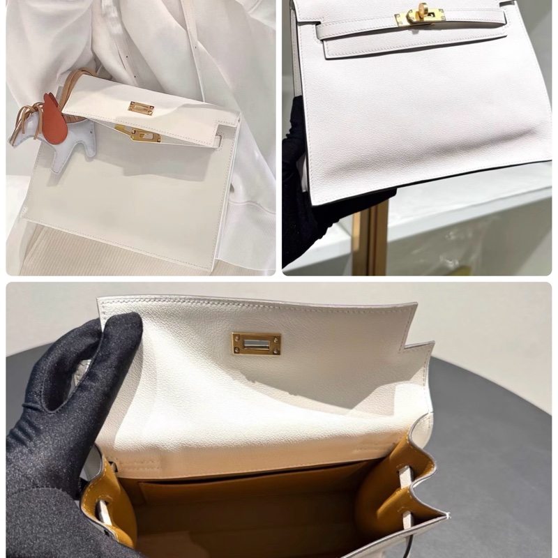 98新愛馬仕Kelly Danse 純白內拼牛皮紙色，evercolor ，w刻-0