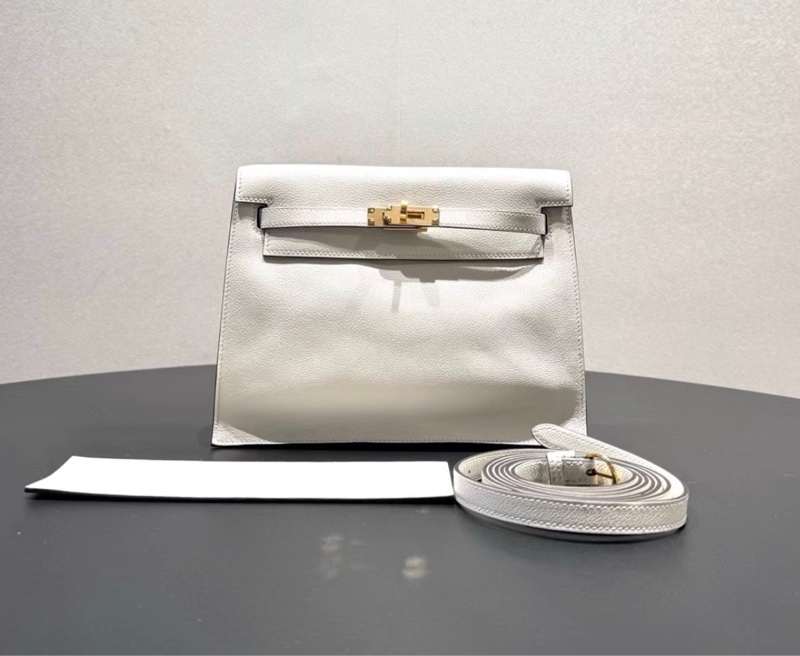 98新愛馬仕Kelly Danse 純白內拼牛皮紙色，evercolor ，w刻-1