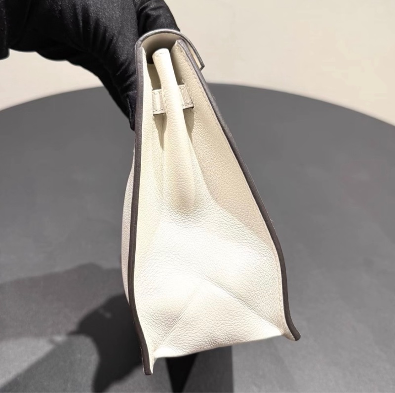 98新愛馬仕Kelly Danse 純白內拼牛皮紙色，evercolor ，w刻-4