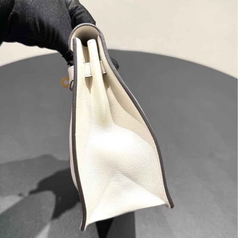 98新愛馬仕Kelly Danse 純白內拼牛皮紙色，evercolor ，w刻-5