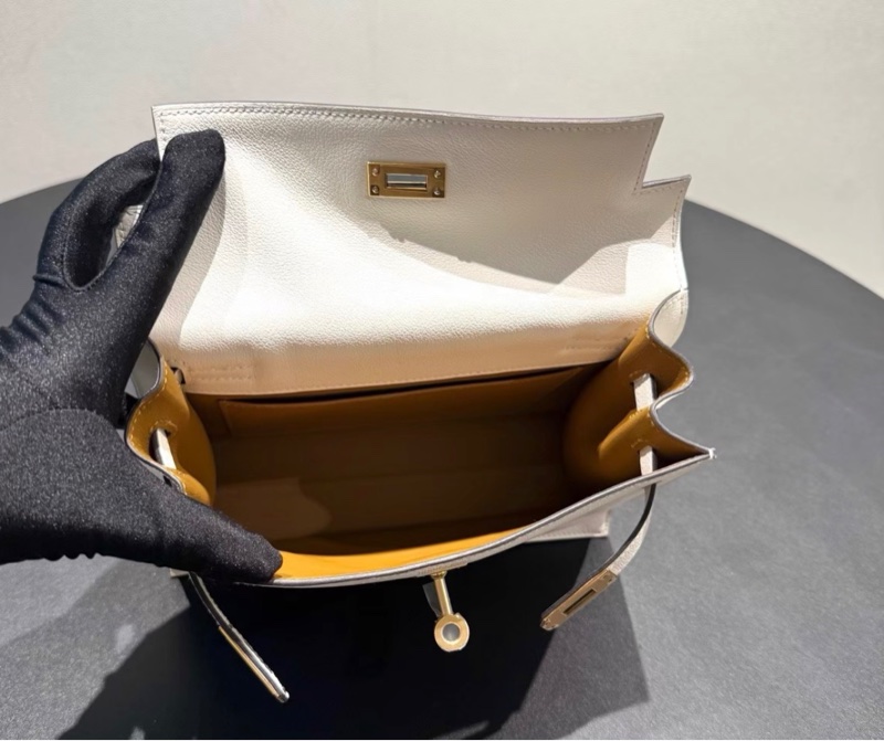 98新愛馬仕Kelly Danse 純白內拼牛皮紙色，evercolor ，w刻-7