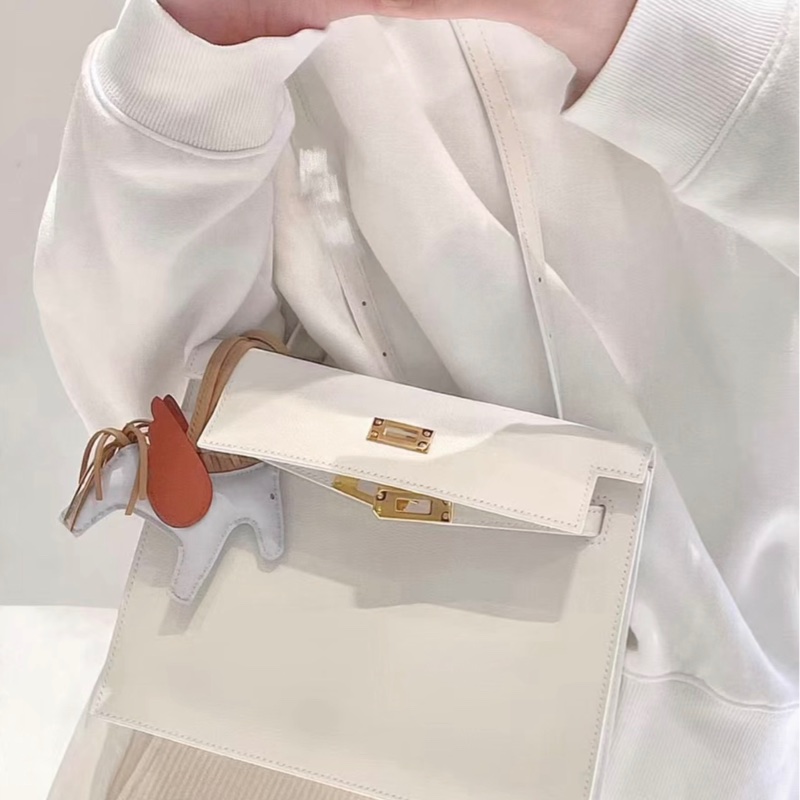 98新愛馬仕Kelly Danse 純白內拼牛皮紙色，evercolor ，w刻-9