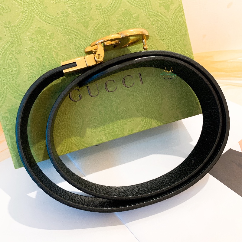 GUCCI 643847 GG Marmont 復古金頭 雙Ｇ 棕色ｘ黑色 雙面皮帶 腰帶 80公分-3