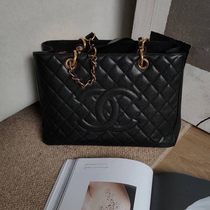 🉑肩背 #荔枝皮 #超甜價💰 香奈兒gst黑金托特包 中號-2