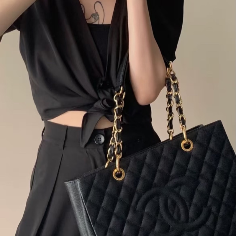 🉑肩背 #荔枝皮 #超甜價💰 香奈兒gst黑金托特包 中號-3