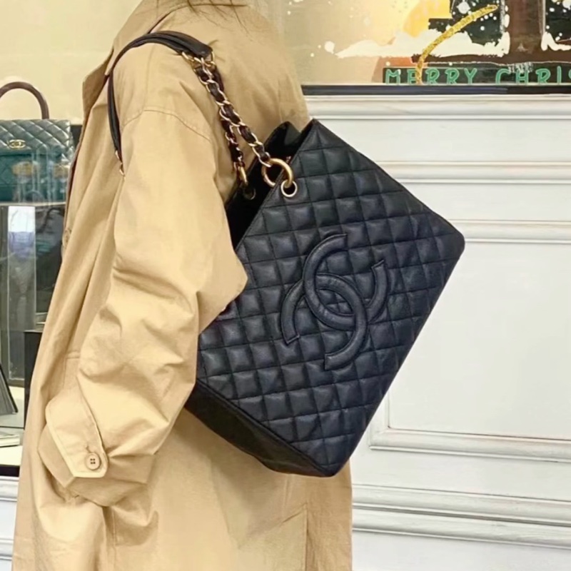 🉑肩背 #荔枝皮 #超甜價💰 香奈兒gst黑金托特包 中號-4