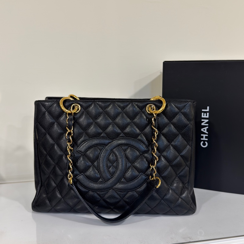 🉑肩背 #荔枝皮 #超甜價💰 香奈兒gst黑金托特包 中號-7