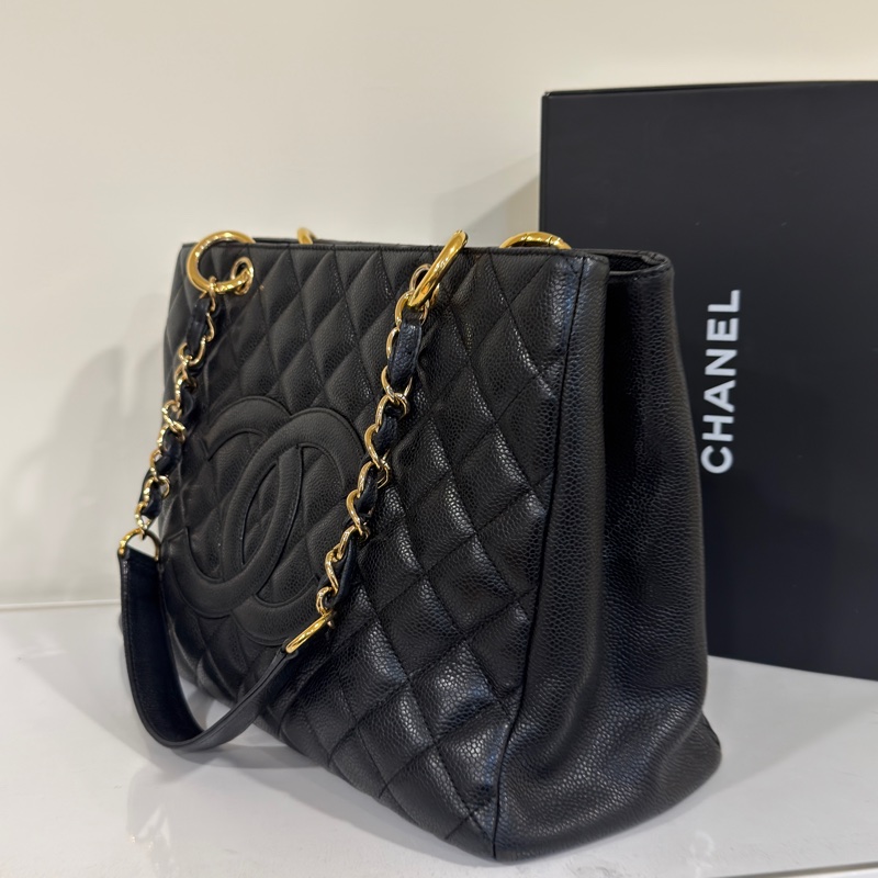 🉑肩背 #荔枝皮 #超甜價💰 香奈兒gst黑金托特包 中號-8