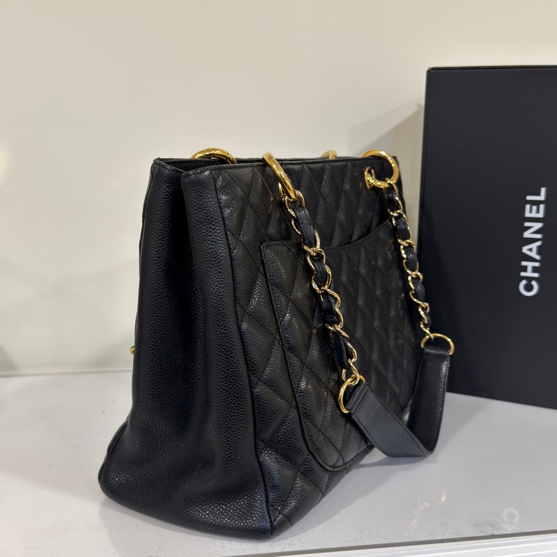 🉑肩背 #荔枝皮 #超甜價💰 香奈兒gst黑金托特包 中號-9