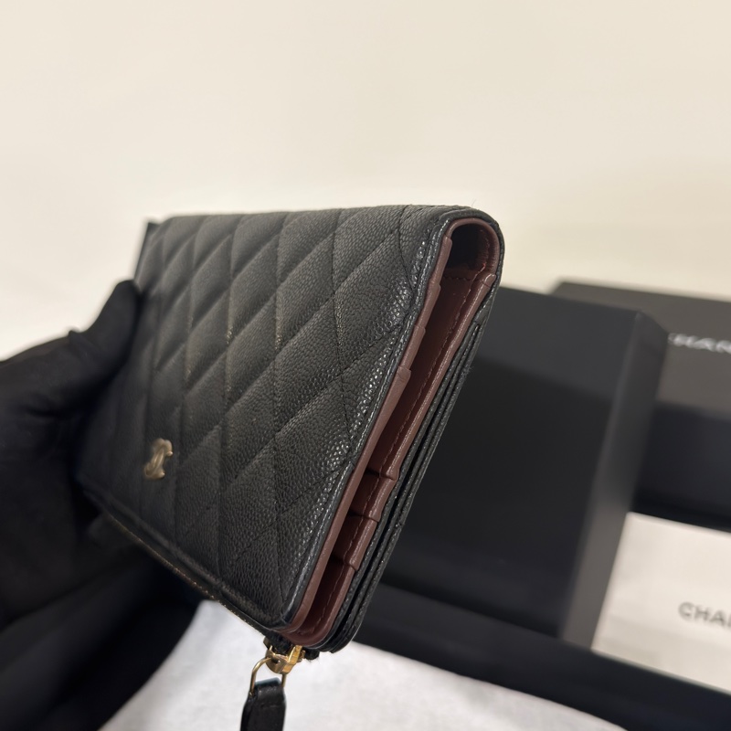 #專櫃5️⃣萬多入手 #荔枝皮 #芯片款 香奈兒黑金對開長夾🈶拉鏈零錢包-1