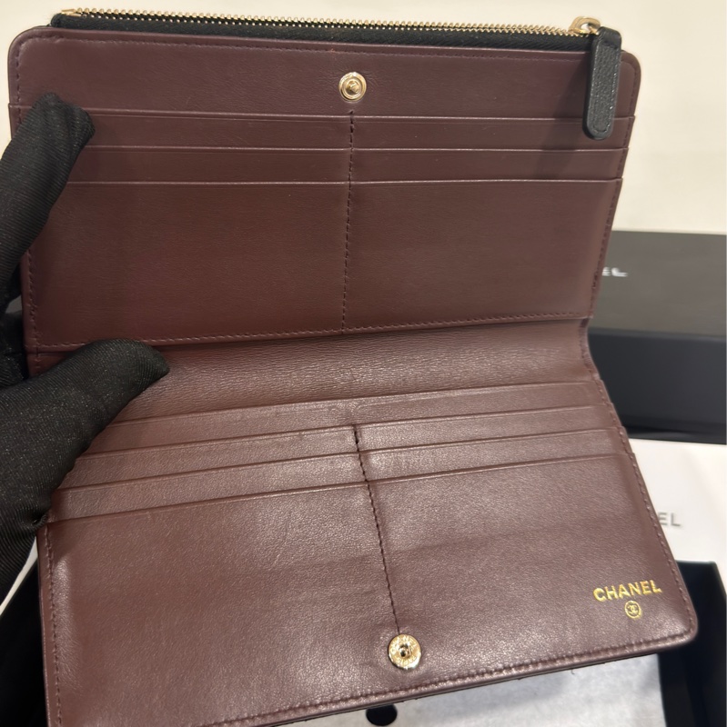 #專櫃5️⃣萬多入手 #荔枝皮 #芯片款 香奈兒黑金對開長夾🈶拉鏈零錢包-2