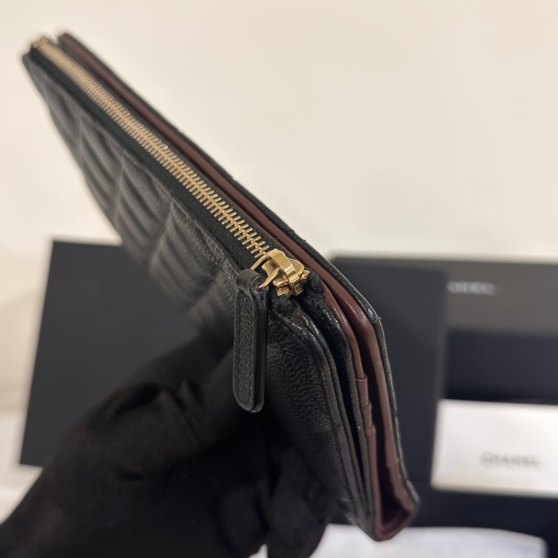 #專櫃5️⃣萬多入手 #荔枝皮 #芯片款 香奈兒黑金對開長夾🈶拉鏈零錢包-8