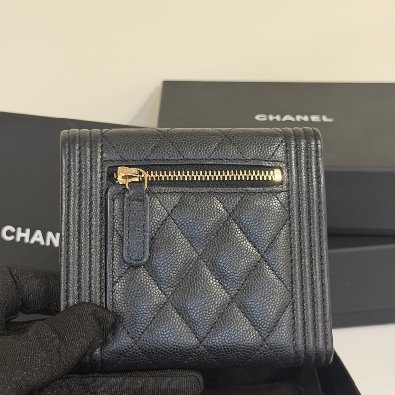 #全新閒置 #荔枝皮 香奈兒黑金Leboy 三折短夾🈶零錢袋-3