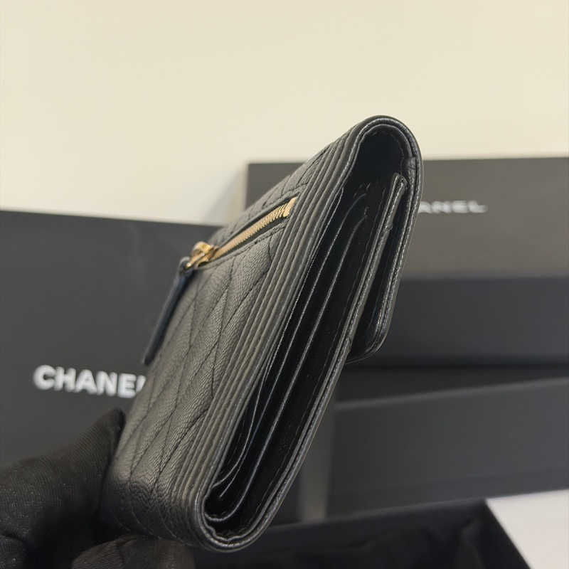 #全新閒置 #荔枝皮 香奈兒黑金Leboy 三折短夾🈶零錢袋-4