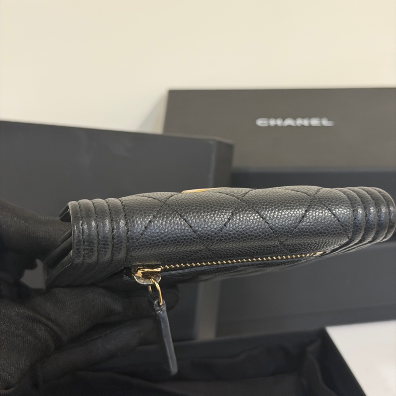 #全新閒置 #荔枝皮 香奈兒黑金Leboy 三折短夾🈶零錢袋-5