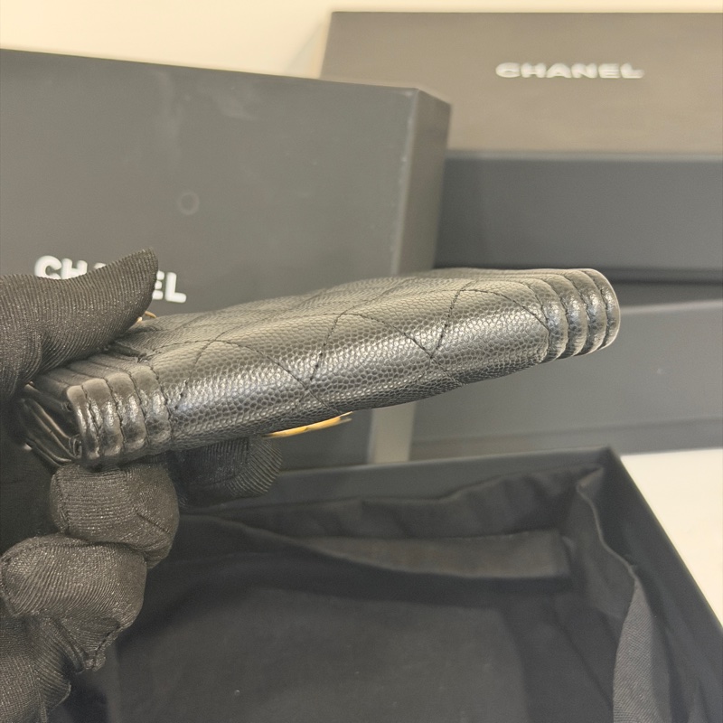 #全新閒置 #荔枝皮 香奈兒黑金Leboy 三折短夾🈶零錢袋-6