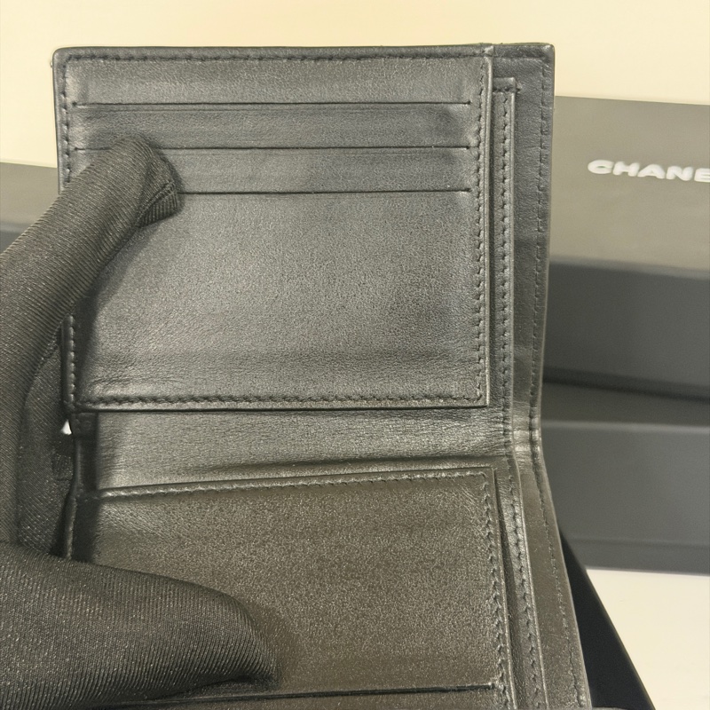 #全新閒置 #荔枝皮 香奈兒黑金Leboy 三折短夾🈶零錢袋-8