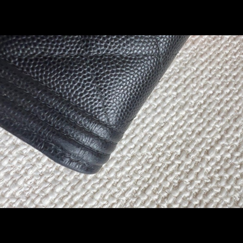 Chanel 荔枝紋黑金Boy款中夾-10